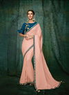 Pastel Pink Colour Latest Fancy Collection Designer Party Wear Satin Silk Zari And Cord Embroidery Handwork Heavy Saree Collection 5408